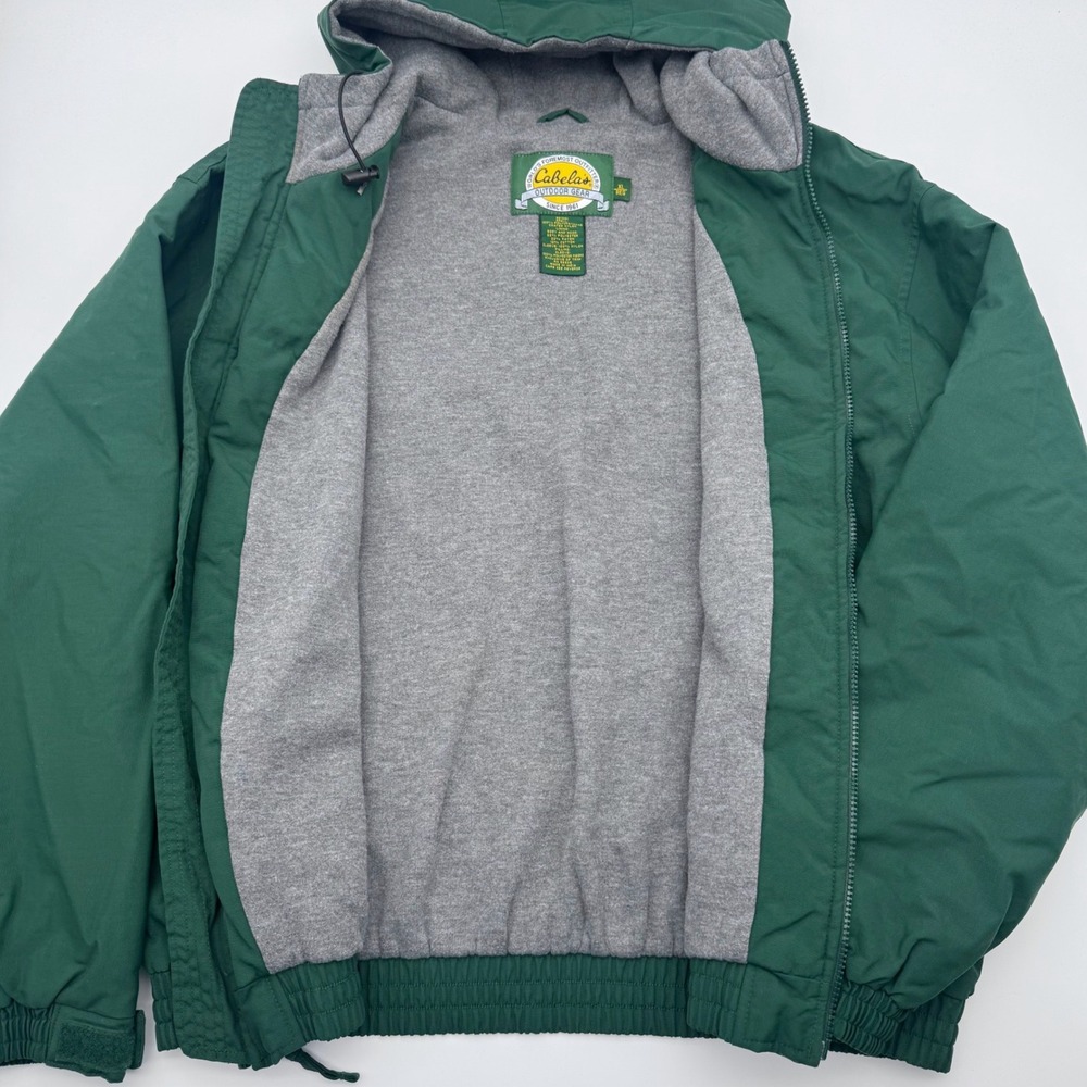 Vintage Cabelas Outdoor Gear Mens XL Green Hooded Insulated Jacket Coat Gorpcore - Picture 5 of 8